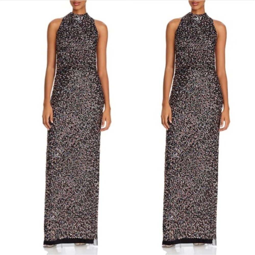 Adrianna Papell Beaded Halter Gown 0365 - Picture 1 of 8